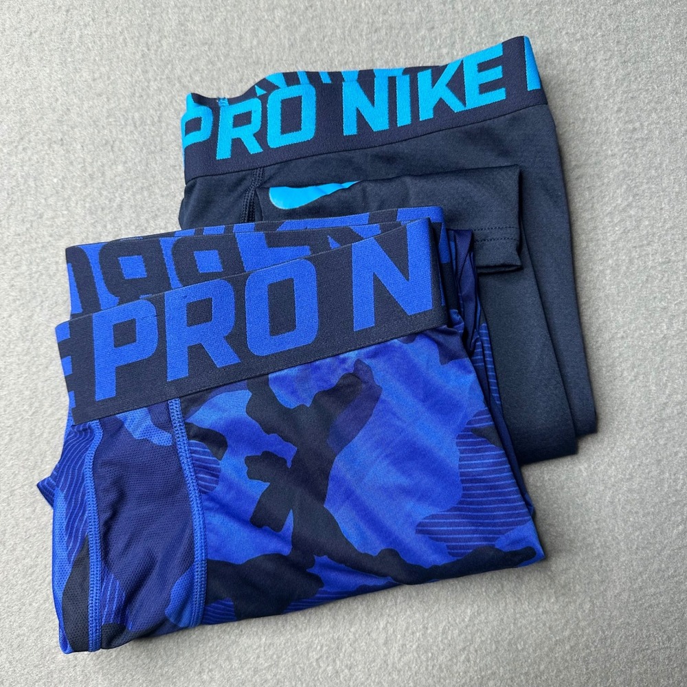Nike Pro Compression Leggings Mens XL Blue Camo Navy 2 Pack 848863-455